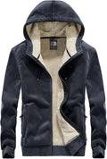 Flygo Sherpa Hoodies for Men Zip Up Winter Fleece Lined Hoodie - Warm