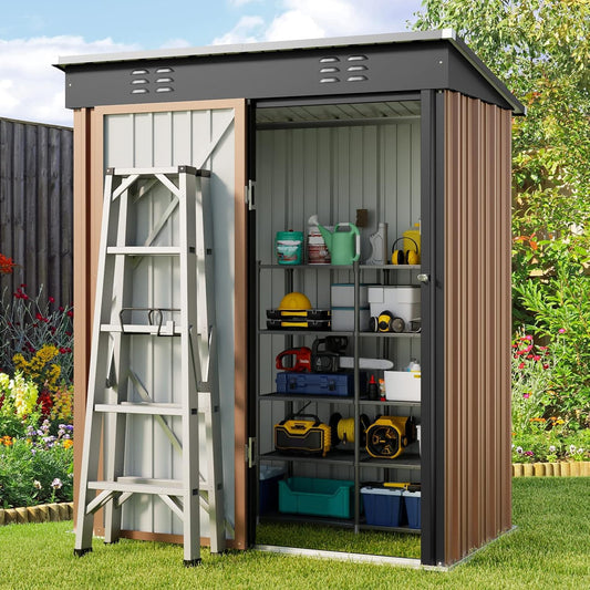 Gizoon 5ft x 3ft Outdoor Storage Shed for Garden and Patio
