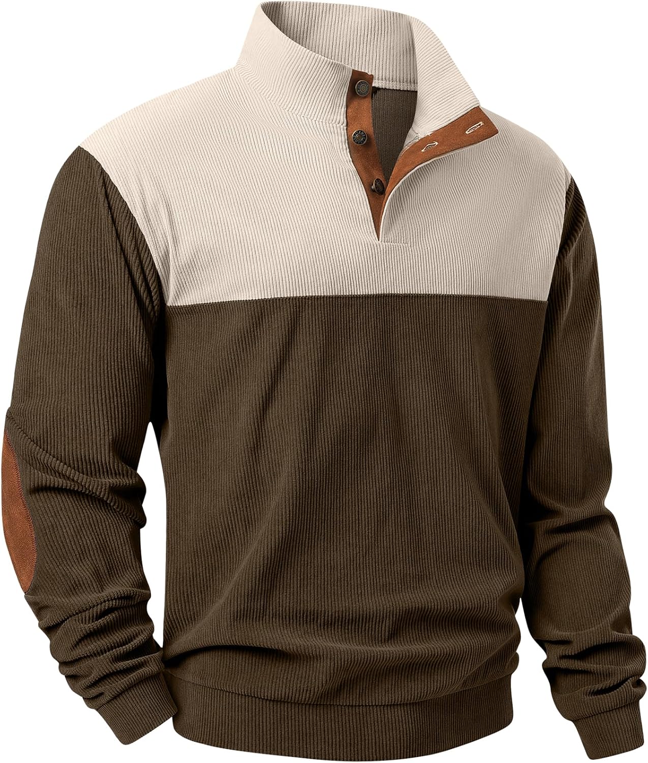 JMIERR Mens Warm Corduroy Sweatshirt with Stand Collar Design
