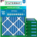 18x24x2 MERV 13 Air Filter 6-Pack - Optimal Smoke & Allergy Defense