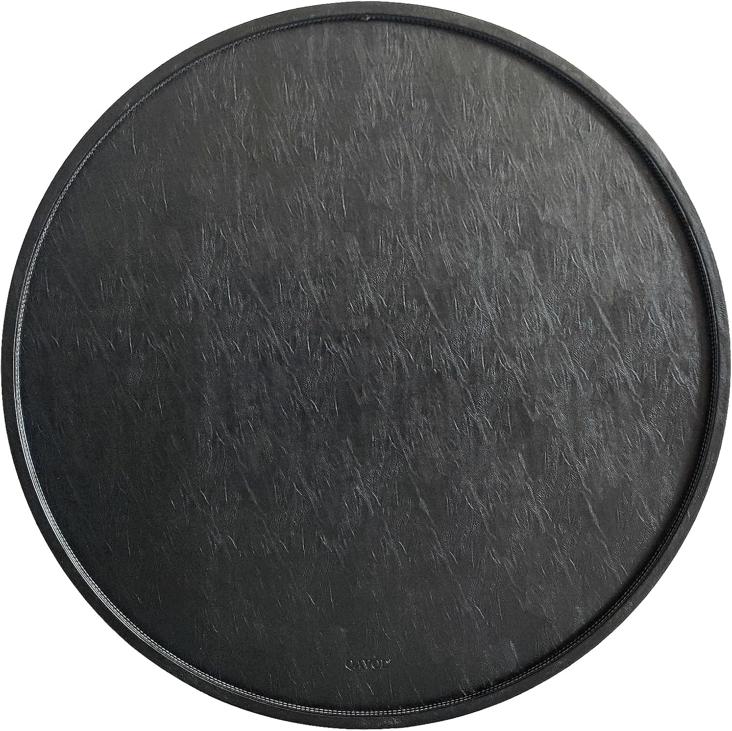 34in High-End Light Luxury Leather Round Oversized Tray for Home