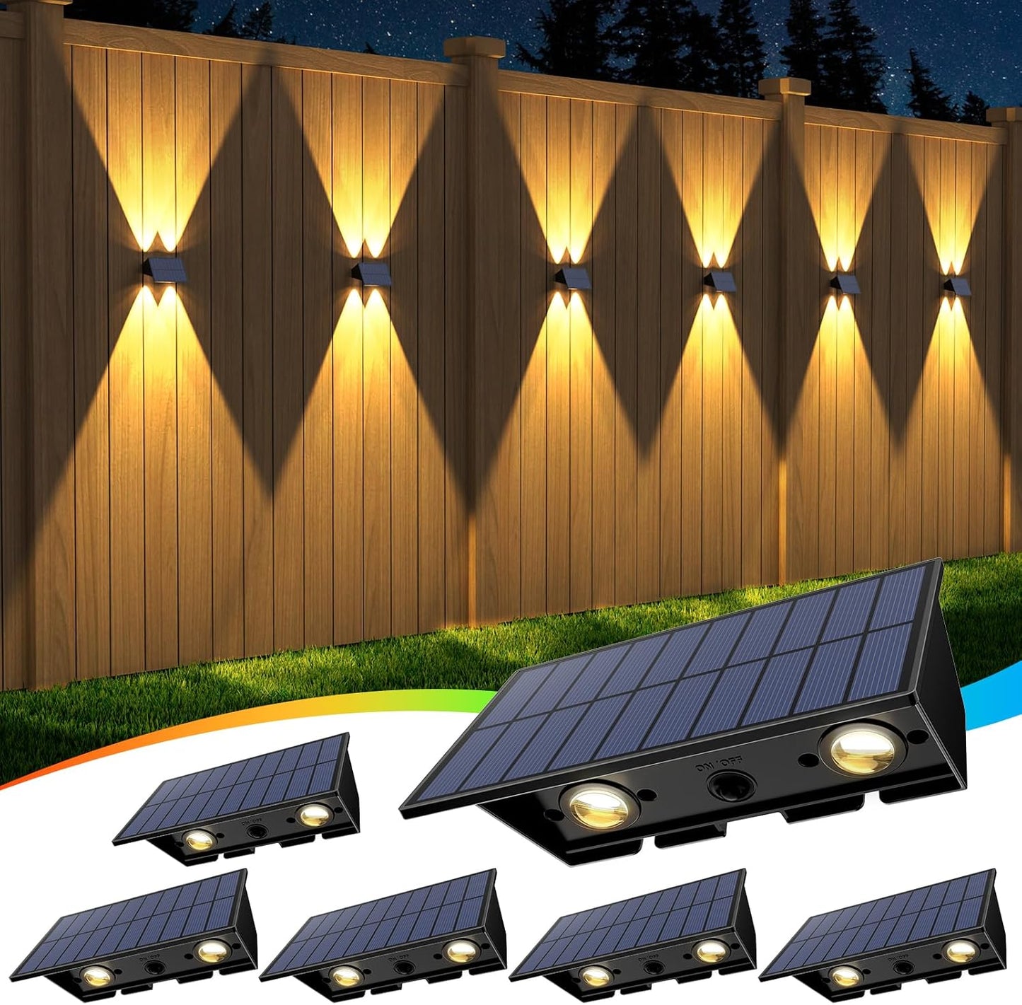 Solar Fence Lights for Outdoor Use - Warm White & RGB Options