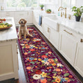 Floral Hallway Runner Carpet Non-Slip 2x10 - Washable Thin Runner
