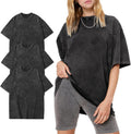 Women's Oversized Cotton T-Shirts 3-Pack - Vintage Washed Baggy Fit We
