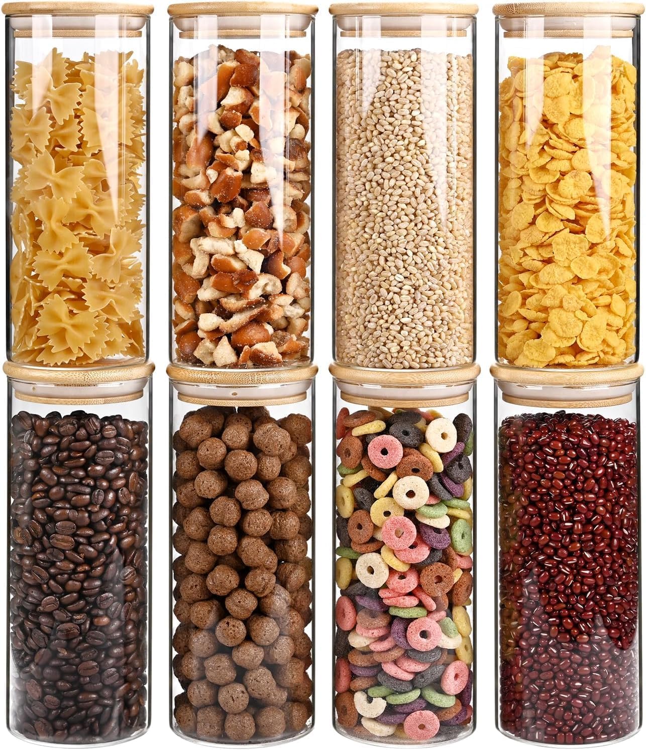 34oz Glass Food Storage Jars with Bamboo Lids for Kitchen Use