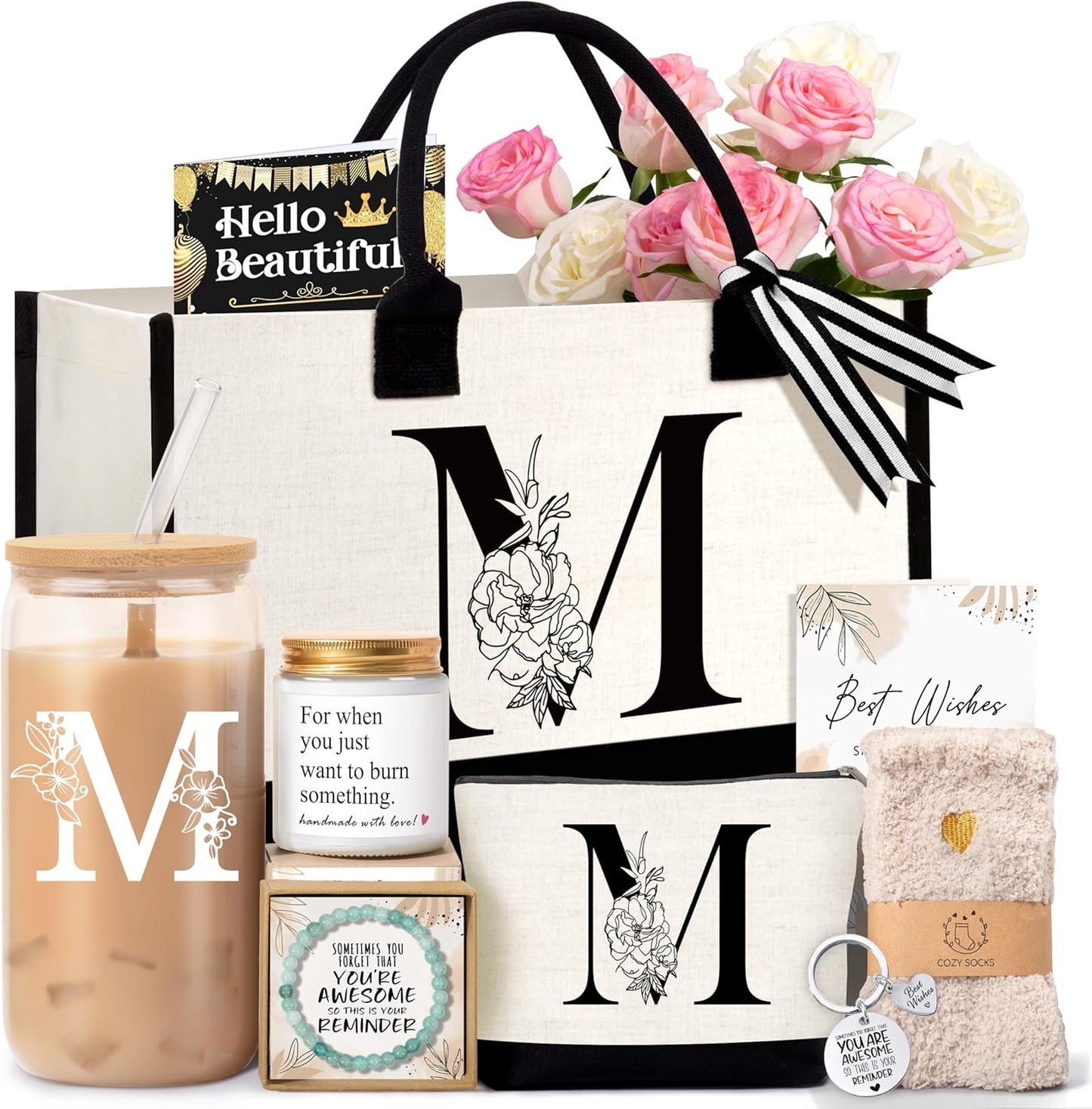 Personalized Birthday Gifts for Women: Monogrammed Tote Bag Set