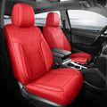Red Car Seat Covers Full Set - Breathable Faux Leather Protector