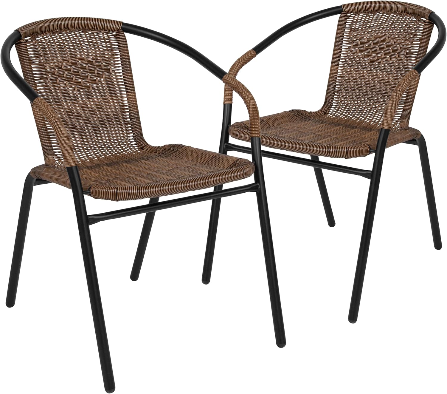 Modern Rattan Indoor/Outdoor Stackable Dining Chairs Set of 2