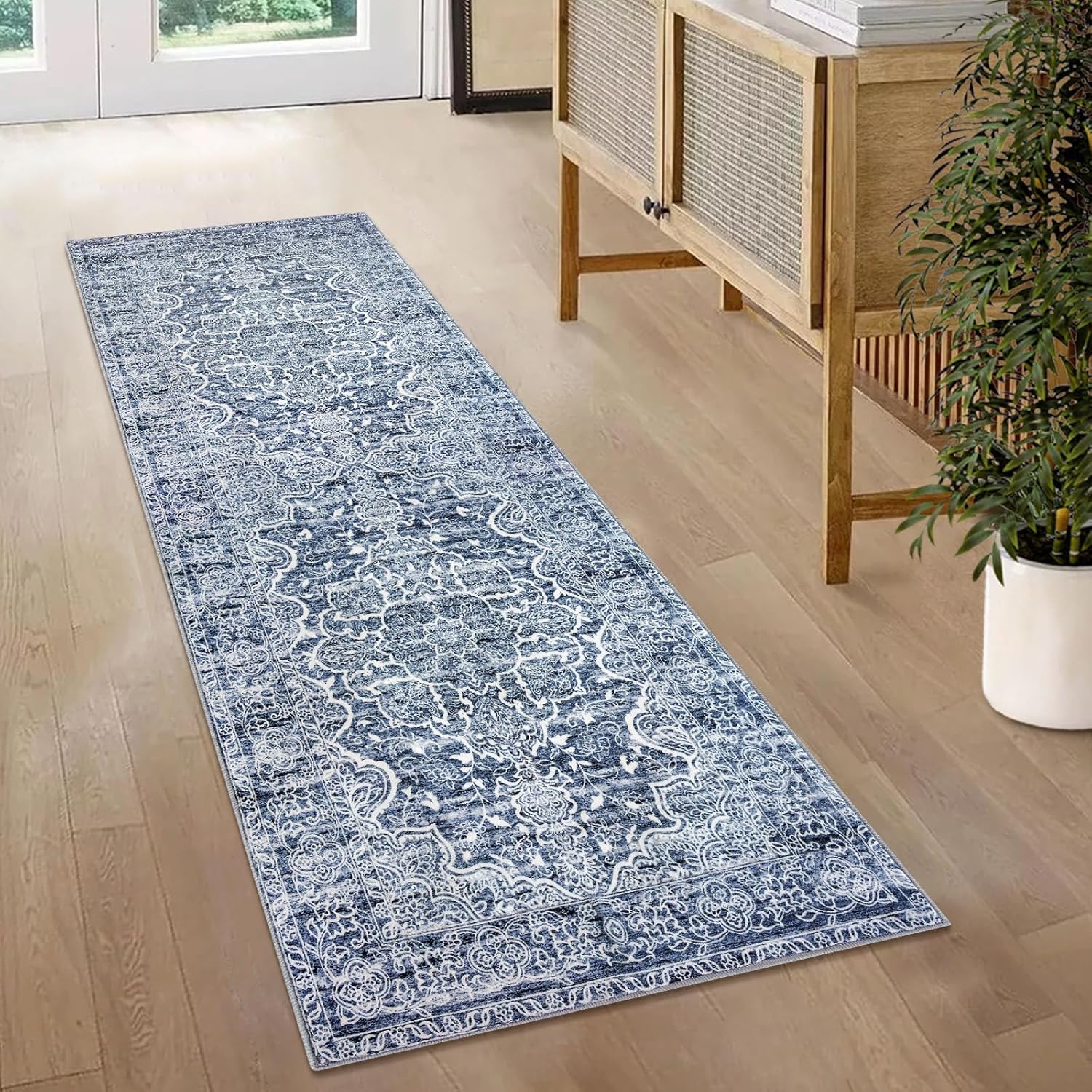 KUTA Vintage Washable Runner Rug for Hallway and Kitchen Decor