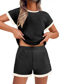 Ekouaer Waffle Knit Lounge Set Women Stripe Pajama Set - Soft