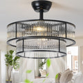 Black Fandelier Ceiling Fan with Lights 20in Crystal - Quiet, Elegant