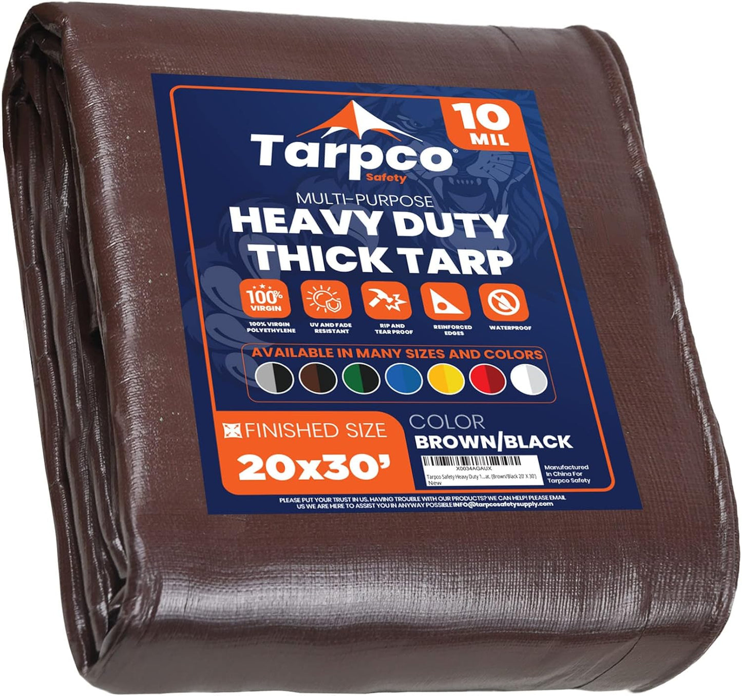 Heavy Duty 10 Mil Tarp Cover for Camping, Roof, and More