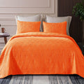 King Size Soft Orange Quilt Bedding Set - Geometric Star Coverlet