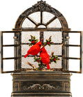 Cardinal Snow Globe Lantern Arched Window Shape - Musical Holiday