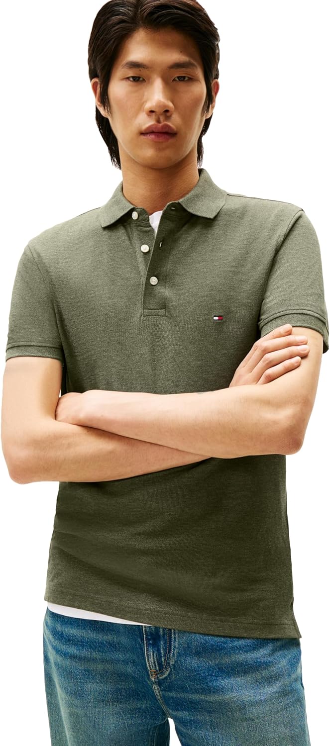 Tommy Hilfiger Mens Slim Fit Polo Shirts with Organic Cotton