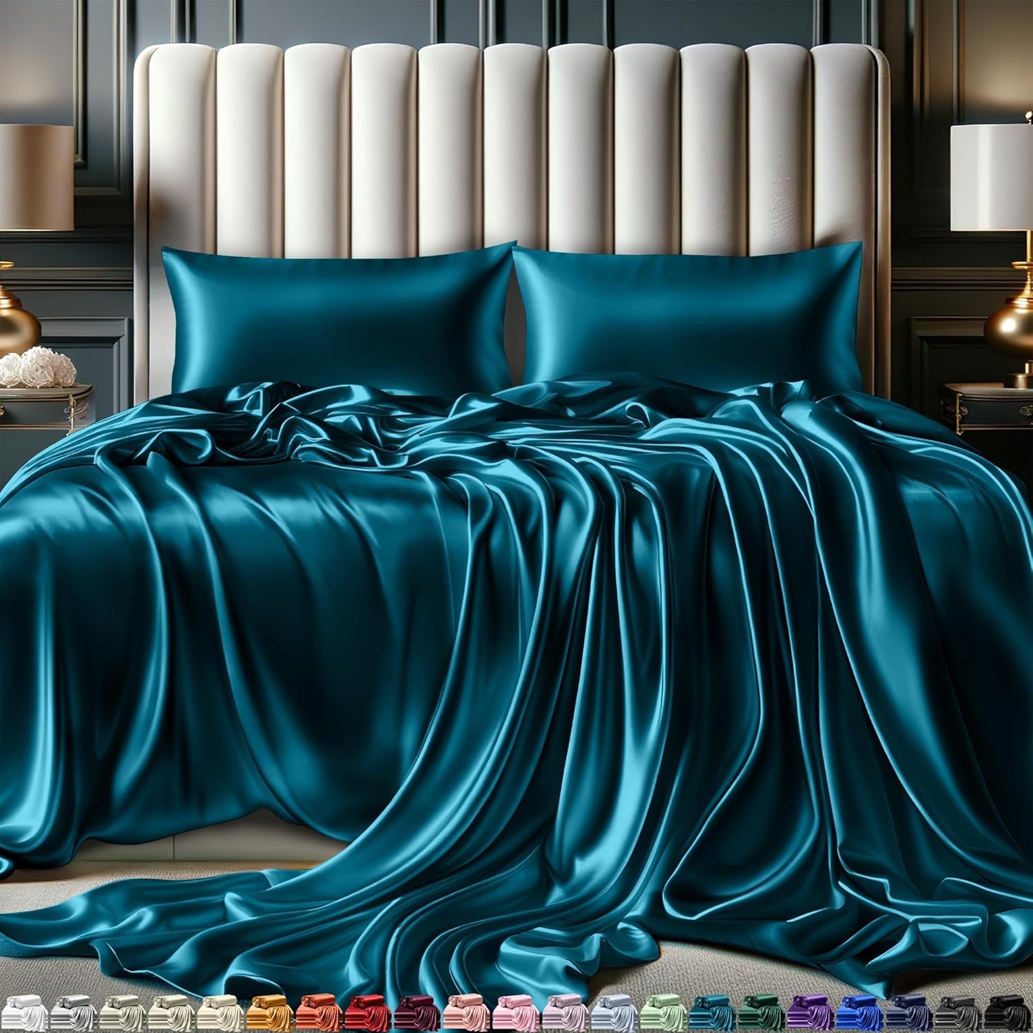 DECOLURE Satin Sheets King Size Set for Luxurious Comfort