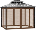 Gazebo Replacement Mosquito Netting 10 ft x 10 ft Brown - 4-Panel