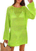 Women Crochet Swim Cover Up Mesh Knit Beach Dress - 100% Acrylic