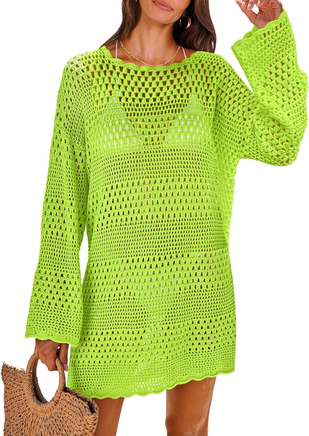 ANRABESS Women Swimsuit Crochet Swim Cover Up for Summer Fun