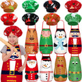Kids Christmas Apron and Chef Hat Set 16 Pcs - Adjustable Holiday