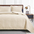 Twin Quilt Bedding Set Beige Bedspreads - Lightweight Coin Pattern