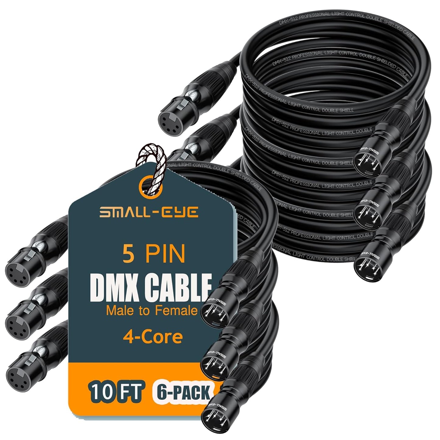 Professional 5 Pin DMX Cable 10 ft for Stage Lighting Setup