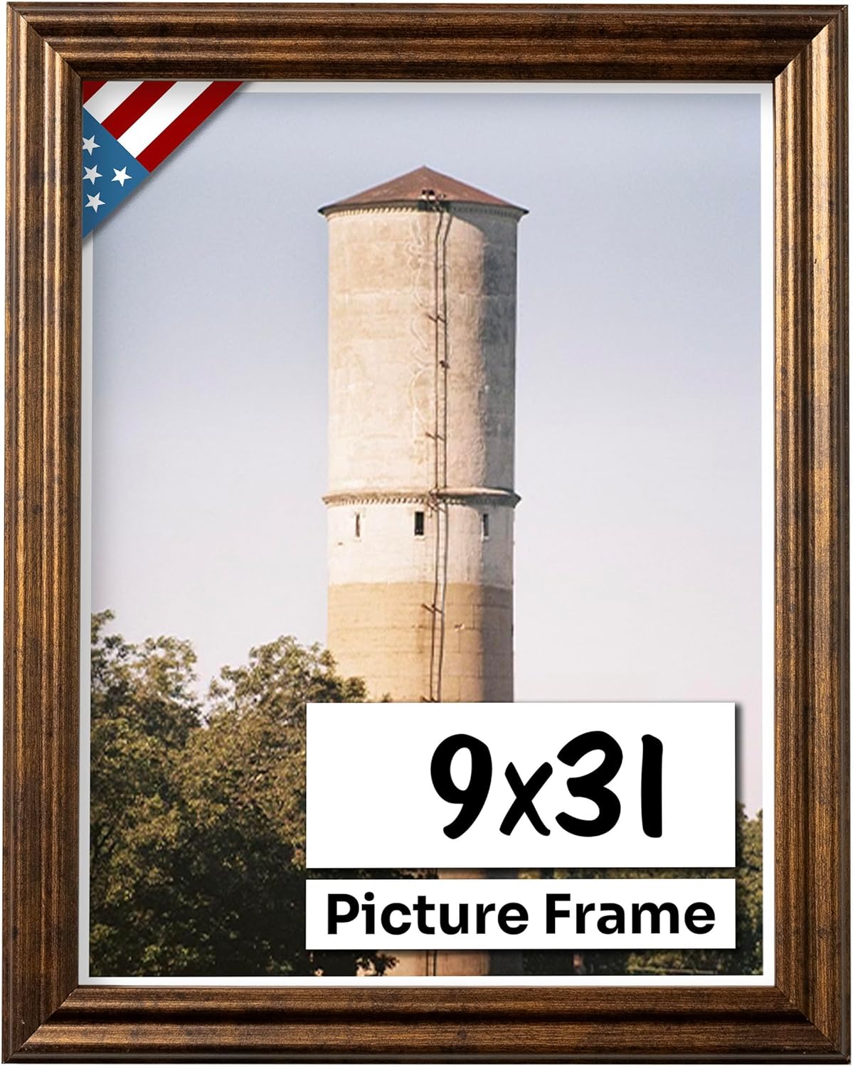 Vintage Rustic Bronze Picture Frame for Farmhouse Wall Decor