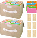 Greeting Card Organizer & Storage Boxes - 2 Pack Khaki, Holds 120