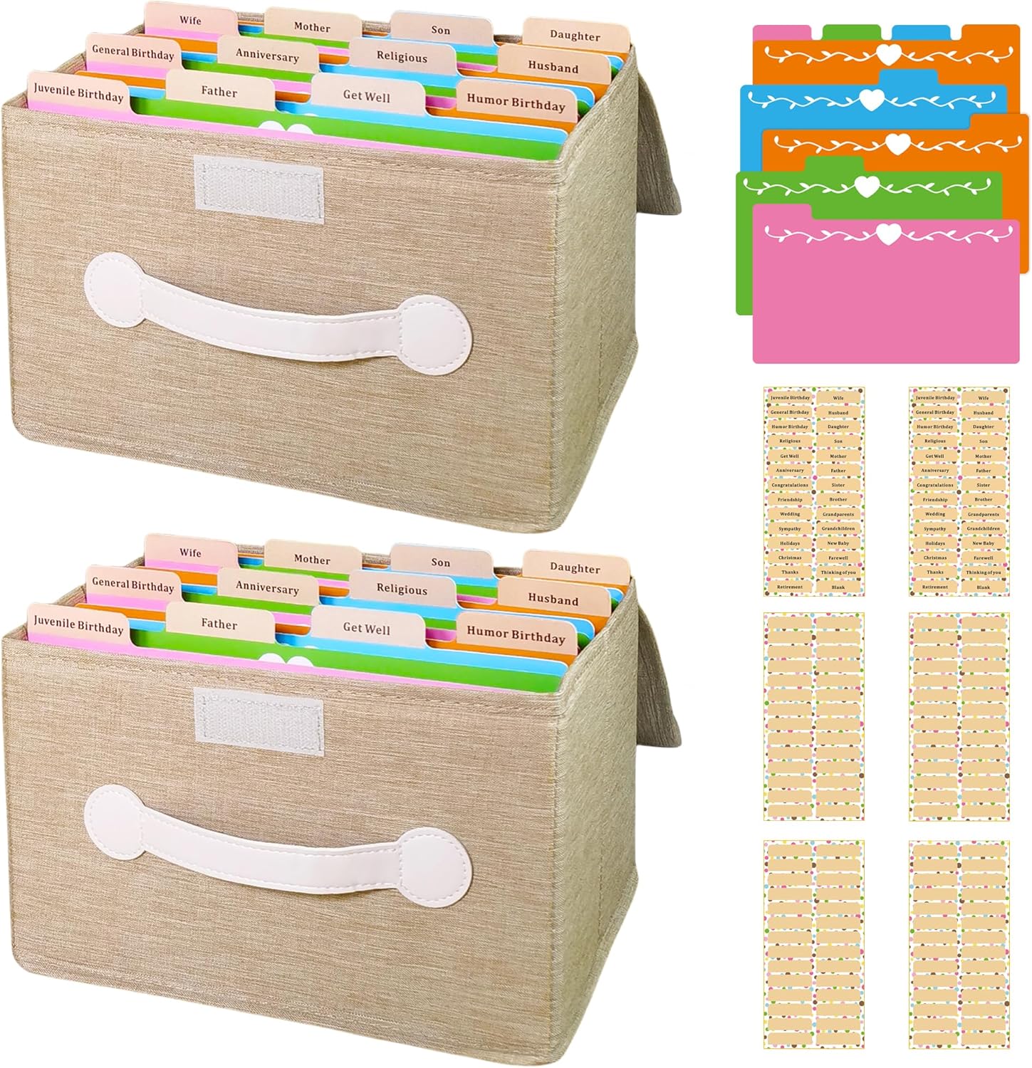 Greeting Card Organizer with Adjustable Dividers for 120+ Cards