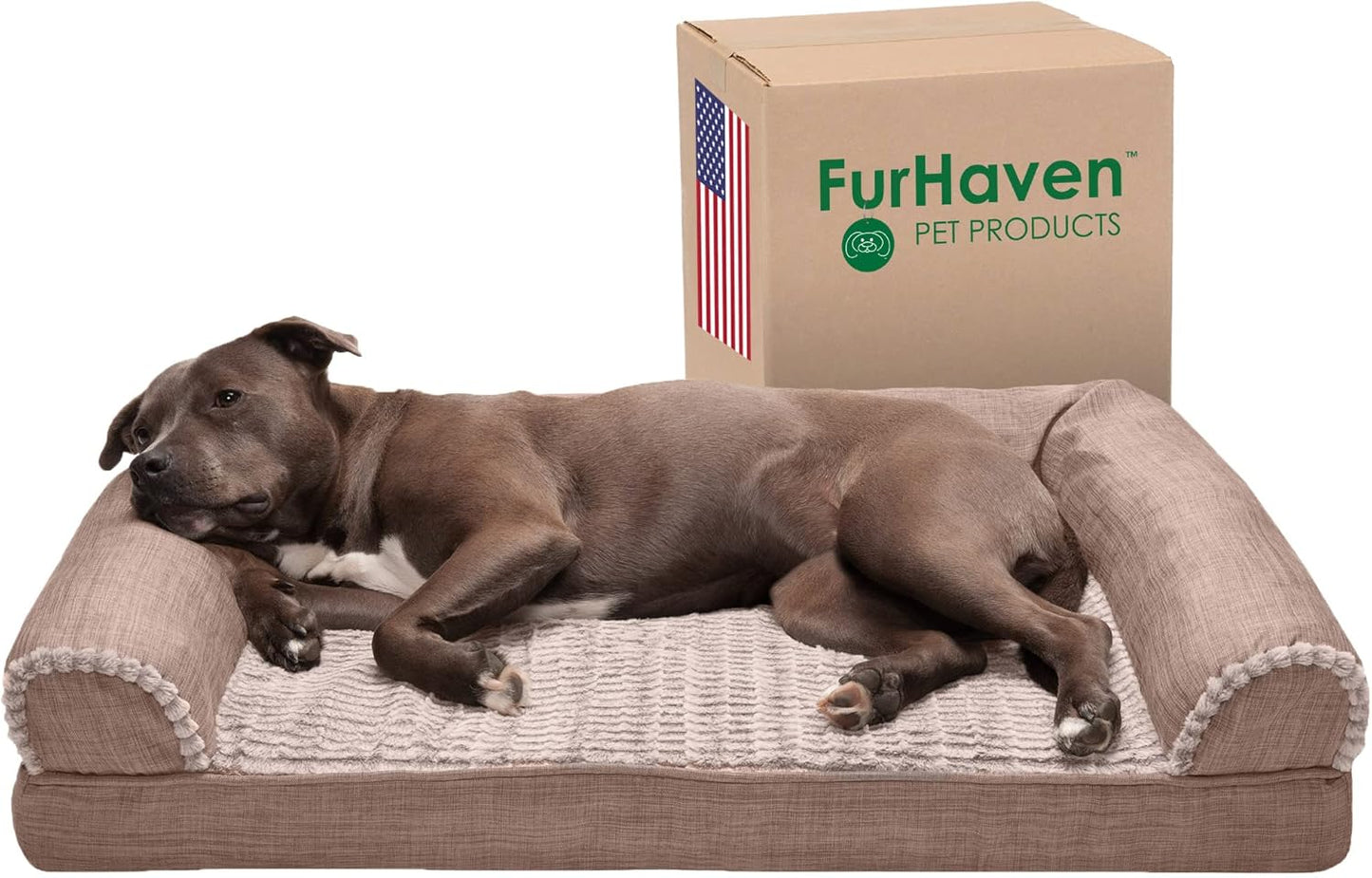 Furhaven Orthopedic Dog Bed for Large Dogs with Removable Bolsters