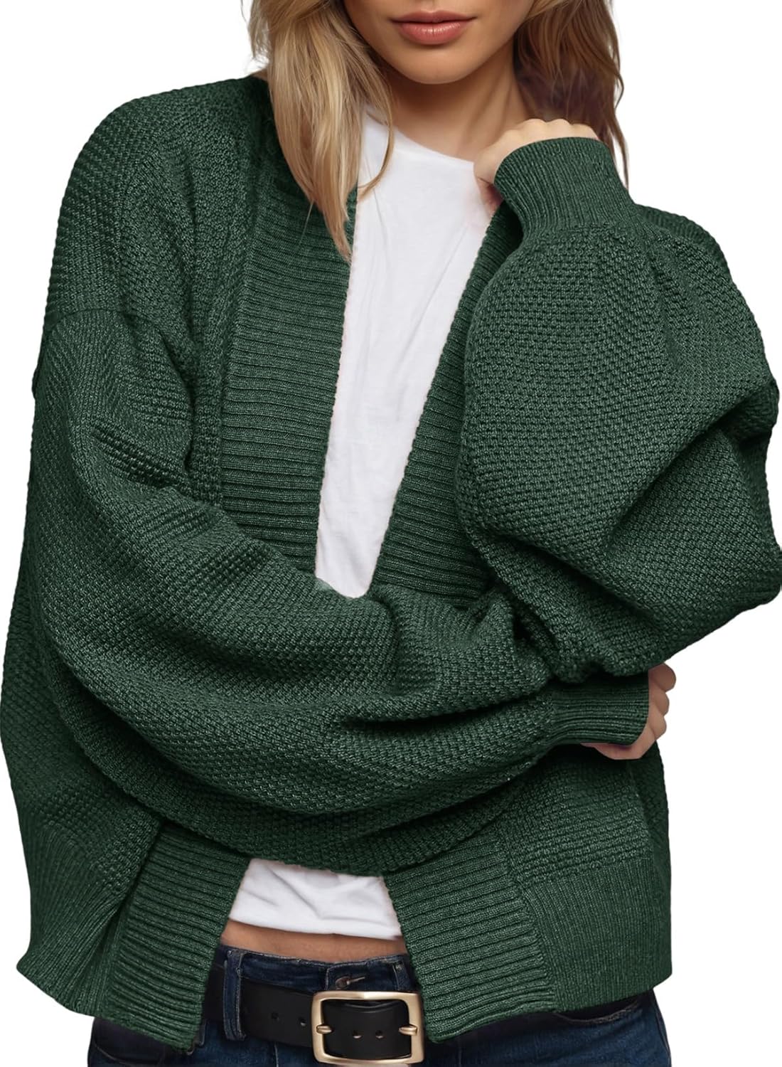 Trendy Casual Open Front Long Sleeve Chunky Cardigan Sweater