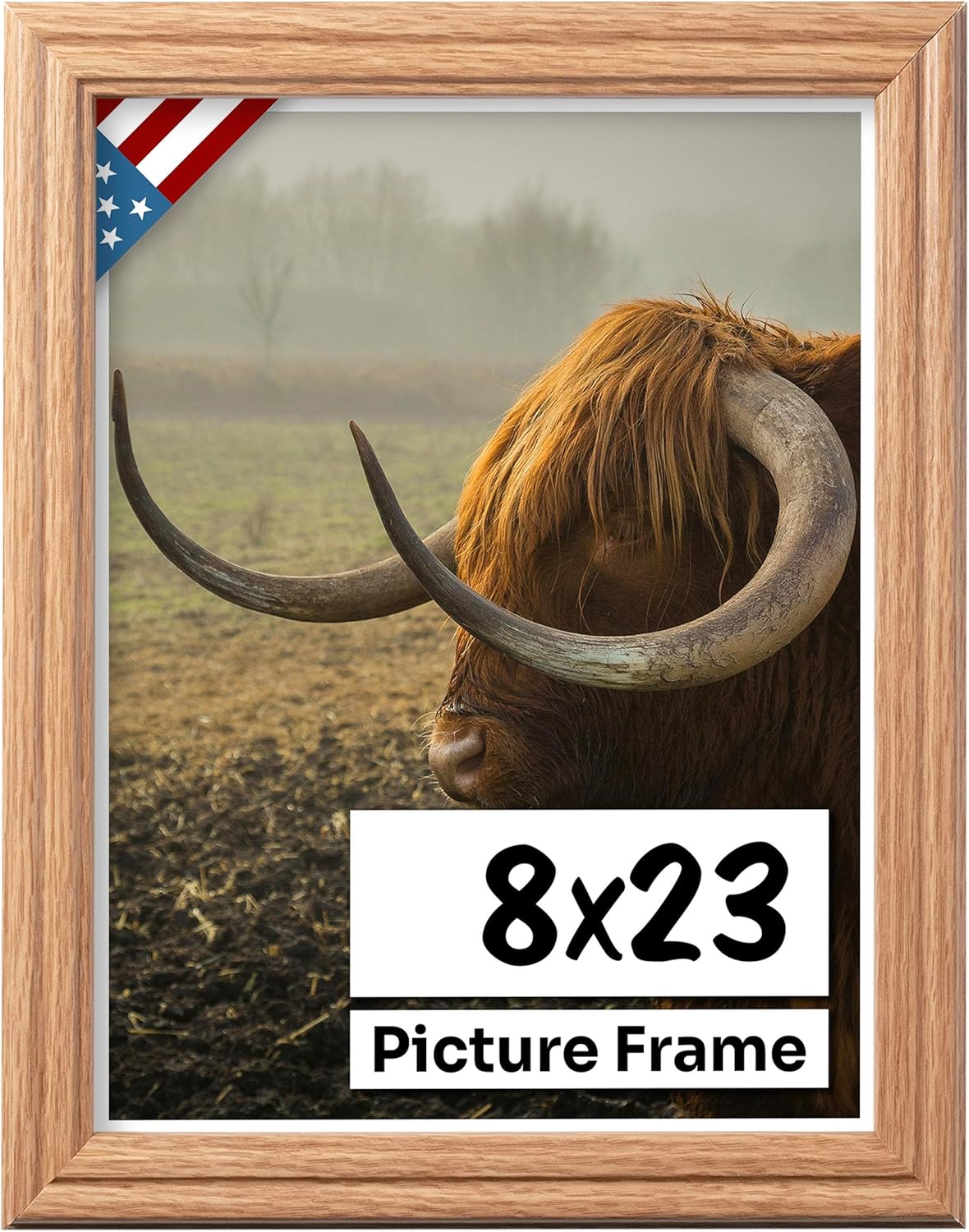 Oak 8x23 Picture Frame - Handmade Solid Wood Frame with Plexiglass