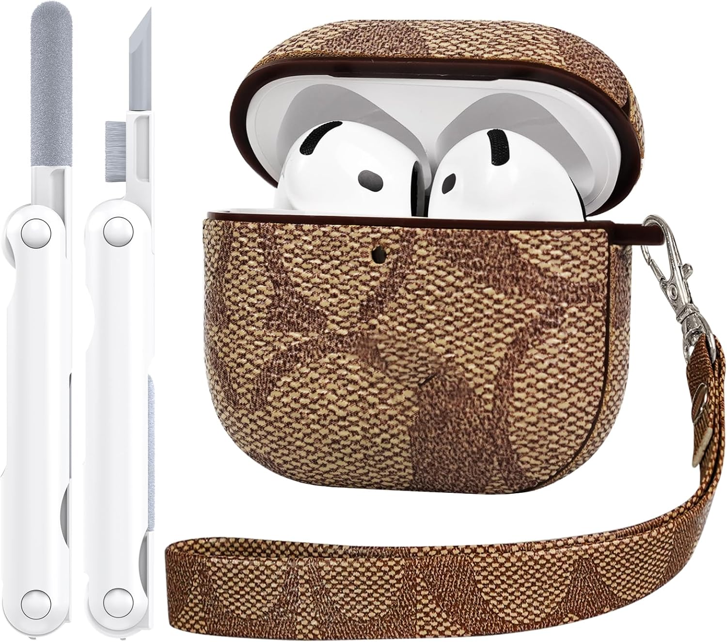 Luxury Retro Brown AirPods 4 Case + Cleaner Kit