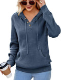 CiCiBird Women Fall Hoodies Sweater Knit V Neck Tops - Cozy Oversized