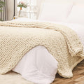 Bigacogo Chunky Knit Throw Blanket 40x80 in - Cozy Hand Knitted