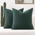 Dark Green Boucle Throw Pillow Covers 22x22 in - Pack of 2