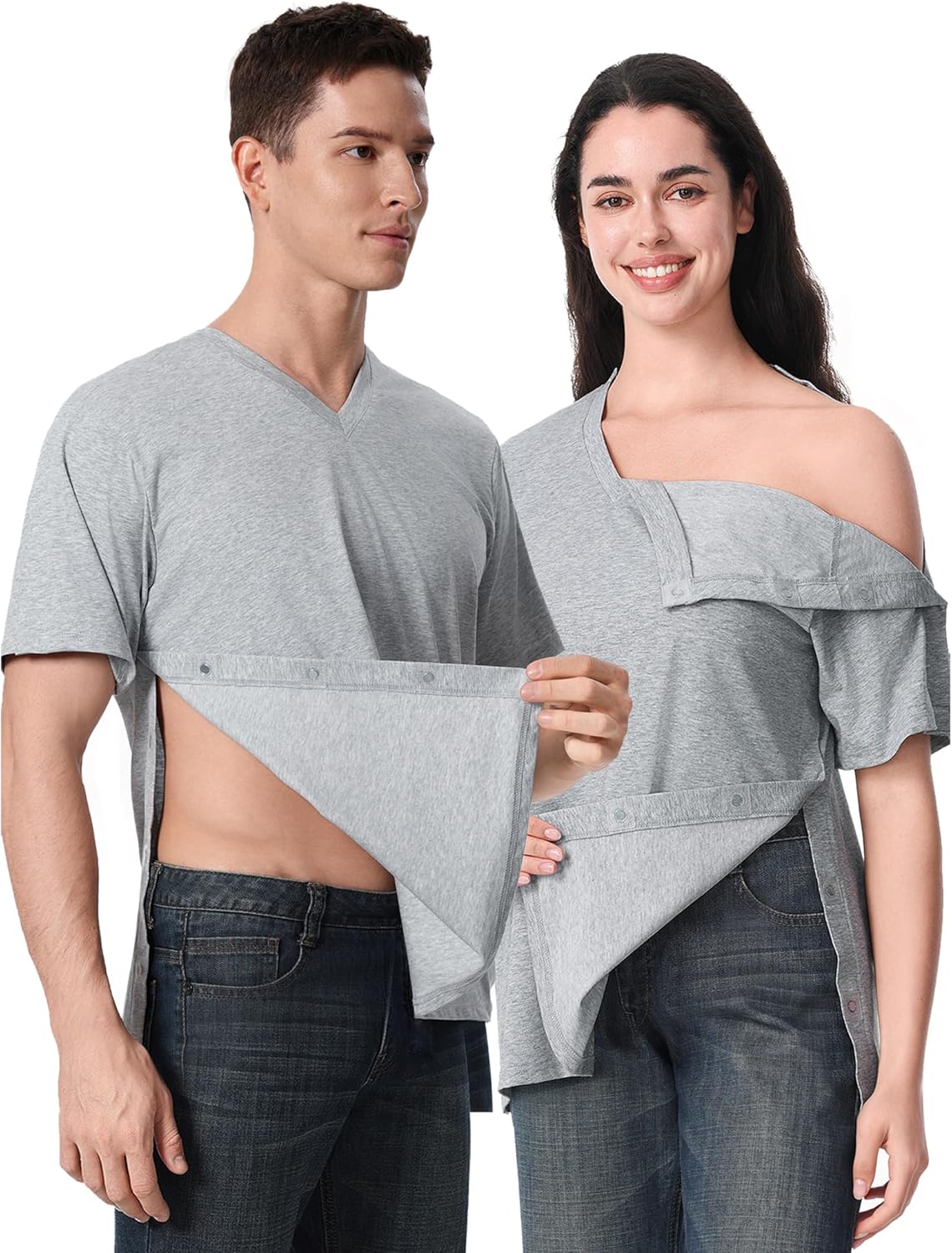 Magnetic Buttons Post Shoulder Surgery Recovery Shirt for Men