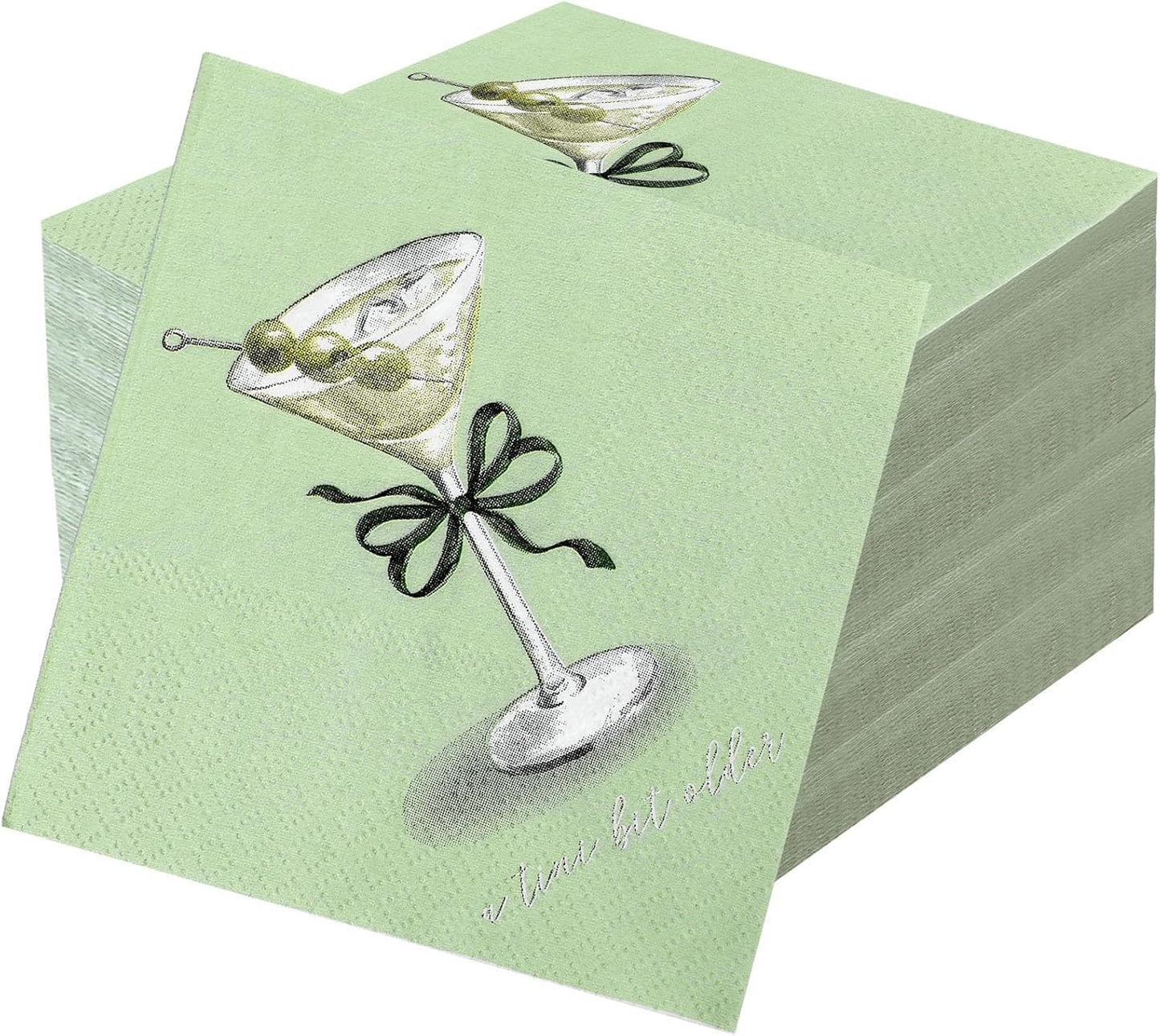 Crtiin 50 Pcs Martini Birthday Napkins - Bachelorette Cocktail Party Essential (Green)