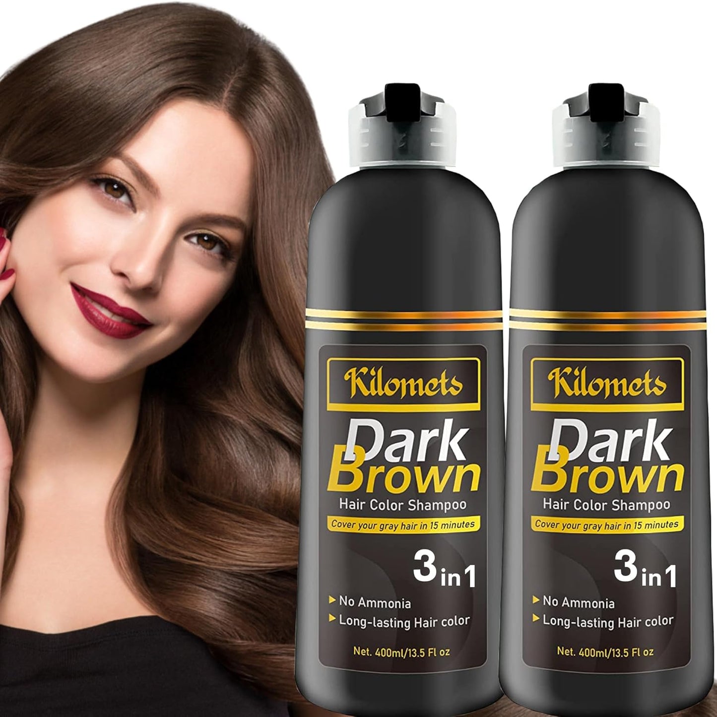 Dark Brown Hair Dye Shampoo for 100% Grey Coverage in Minutes