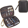 LANNSYNE Full Grain Leather Electronic Organizer for Travel