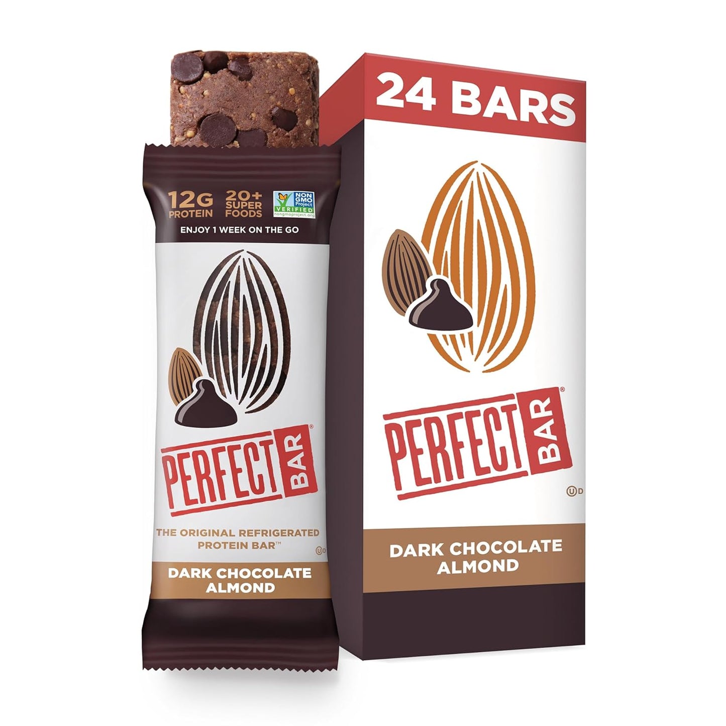 Perfect Bar Dark Chocolate Almond Protein Bar, 8 Count Pack
