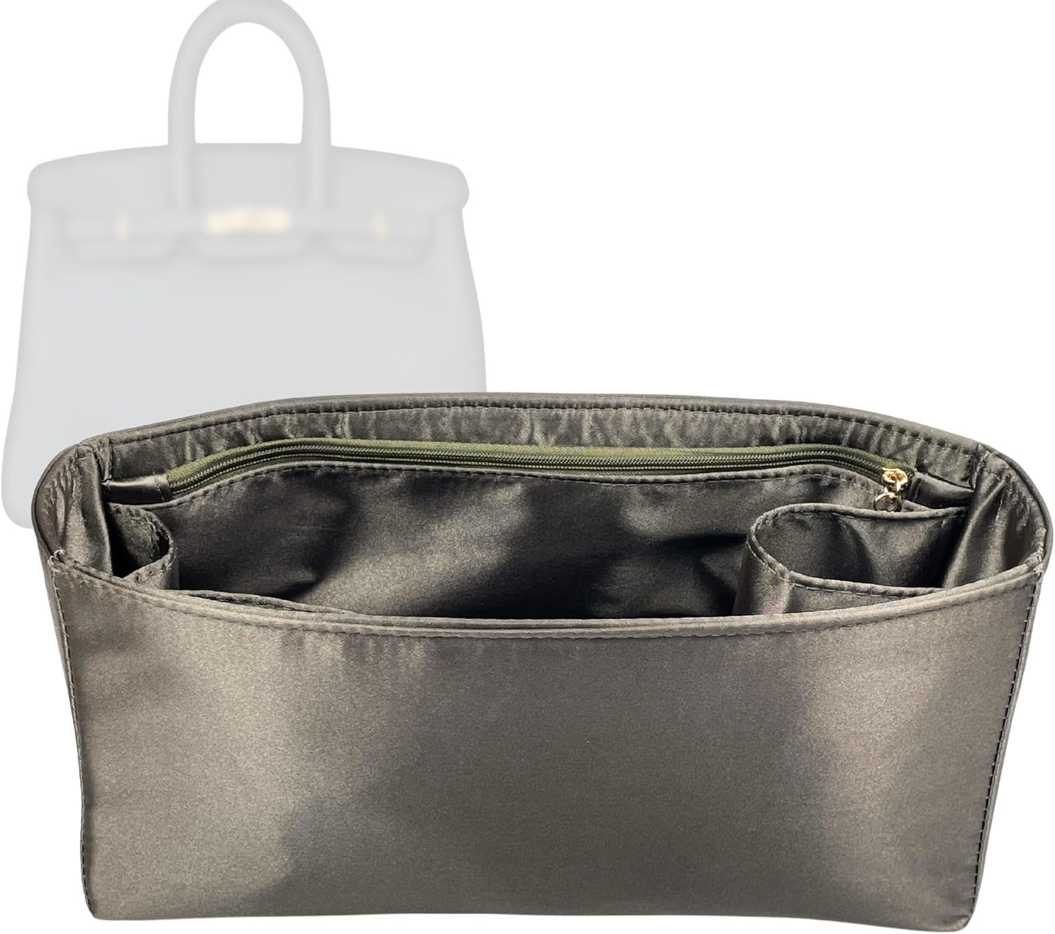 Satin Organizer for Birkin 25,30,35,40,42,45,50 with Zipper Pocket