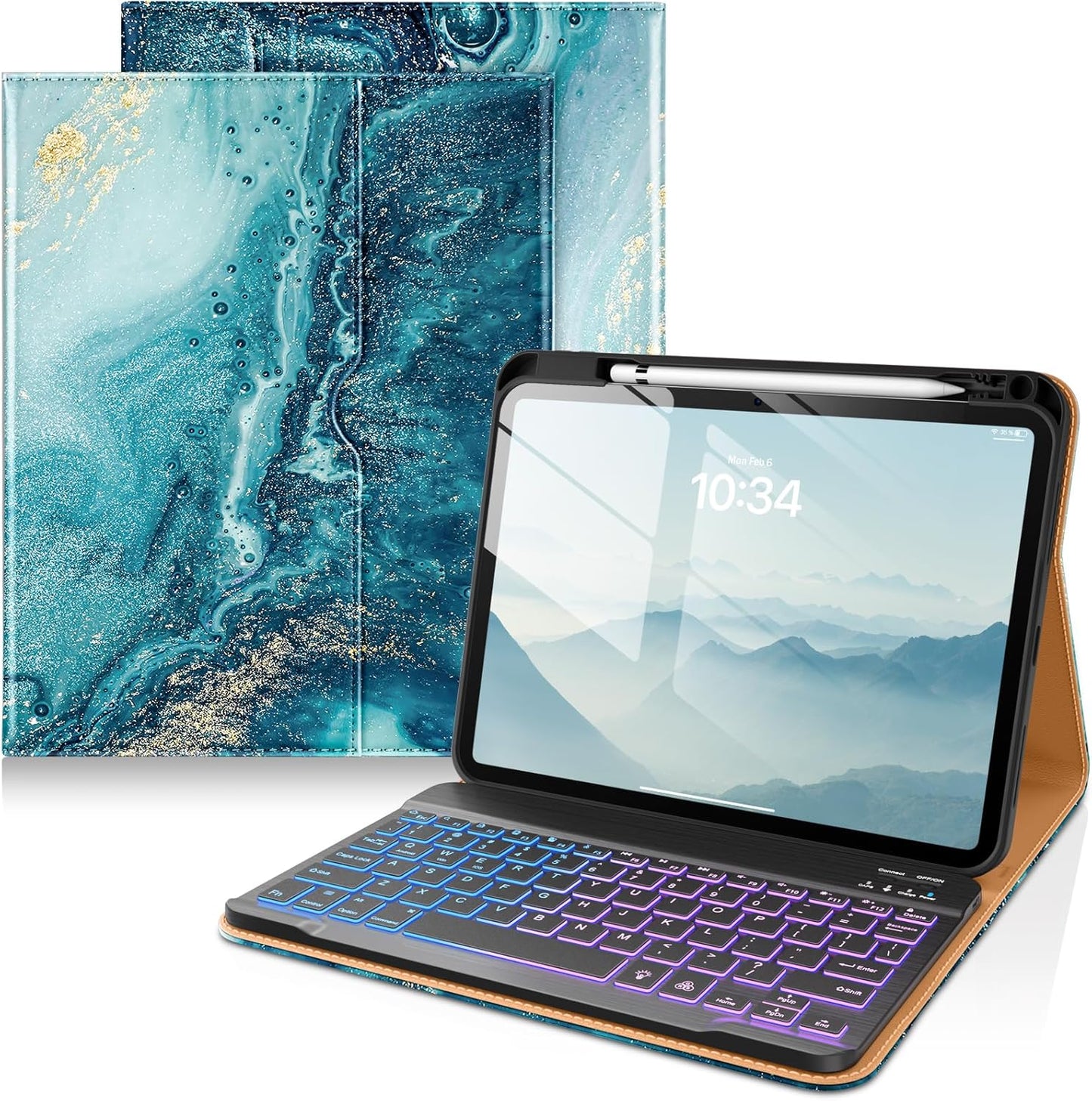 DTTO iPad 11th/10th Gen Case with Backlit Keyboard & Holder