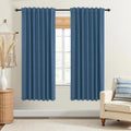 KOUFALL Denim Blue Back Tab Linen Blackout Curtains 52x72 in - Full