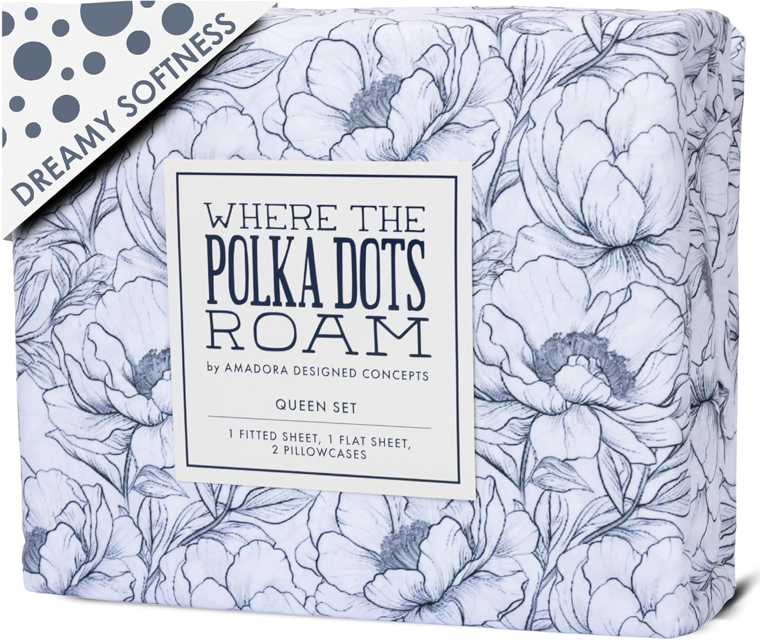 Black & White Floral Sheets Full Bedding Set for All Ages