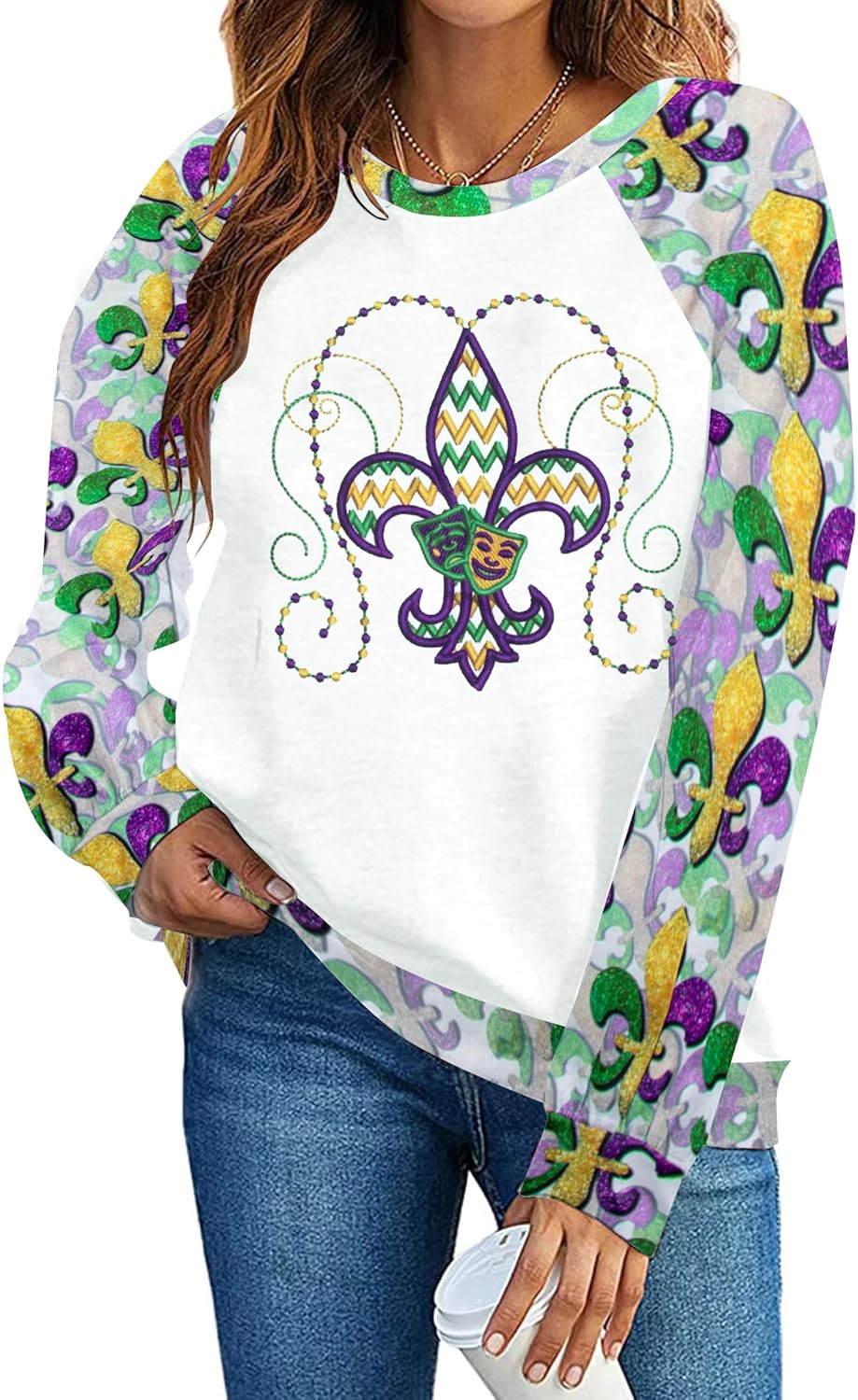 VILOVE Mardi Gras Women's Sweatshirt - Festive Carnival Chic!