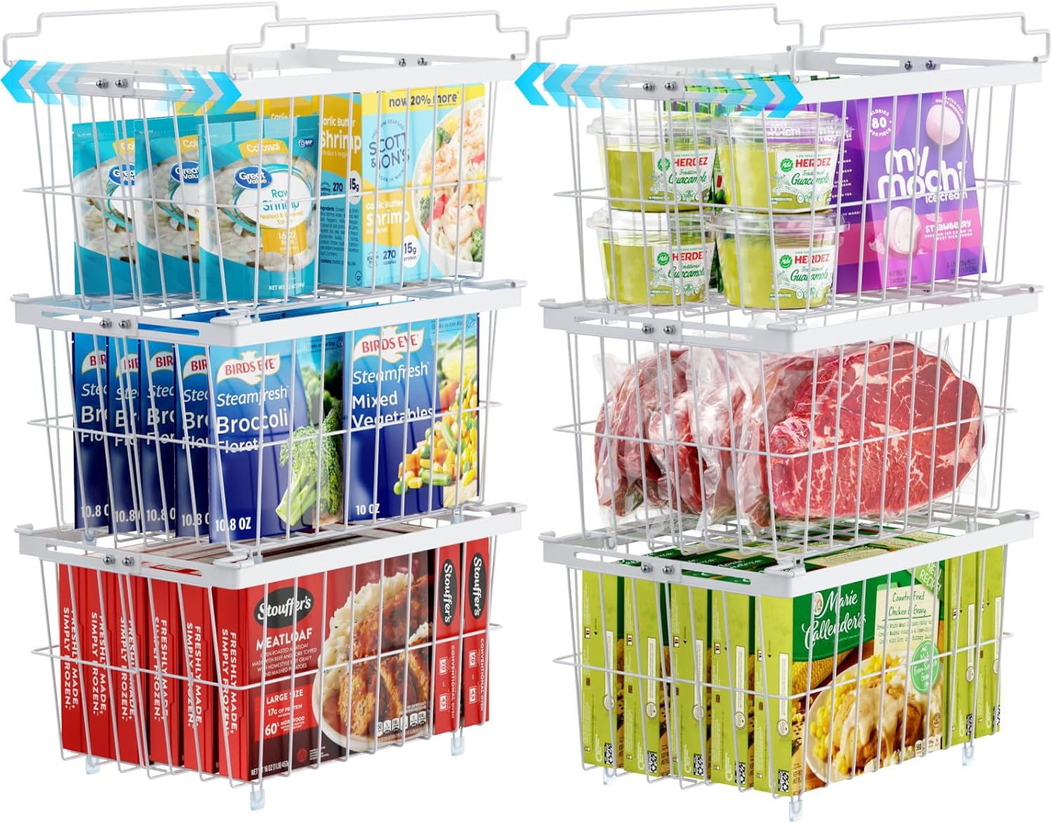 iSPECLE Chest Freezer Organizer Bins - Adjustable Storage Solution