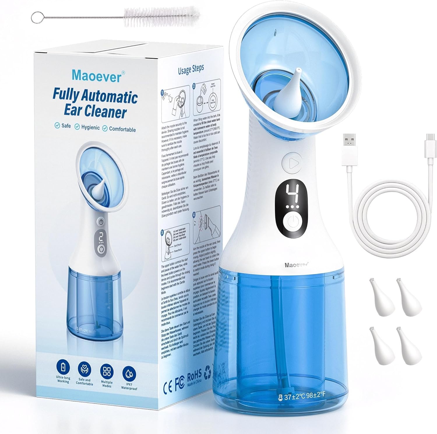 Electric Ear Wax Removal System with Dual Tank for Home Use