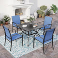 5 Piece Patio Dining Set for 4 - Comfortable Square Table and Chairs