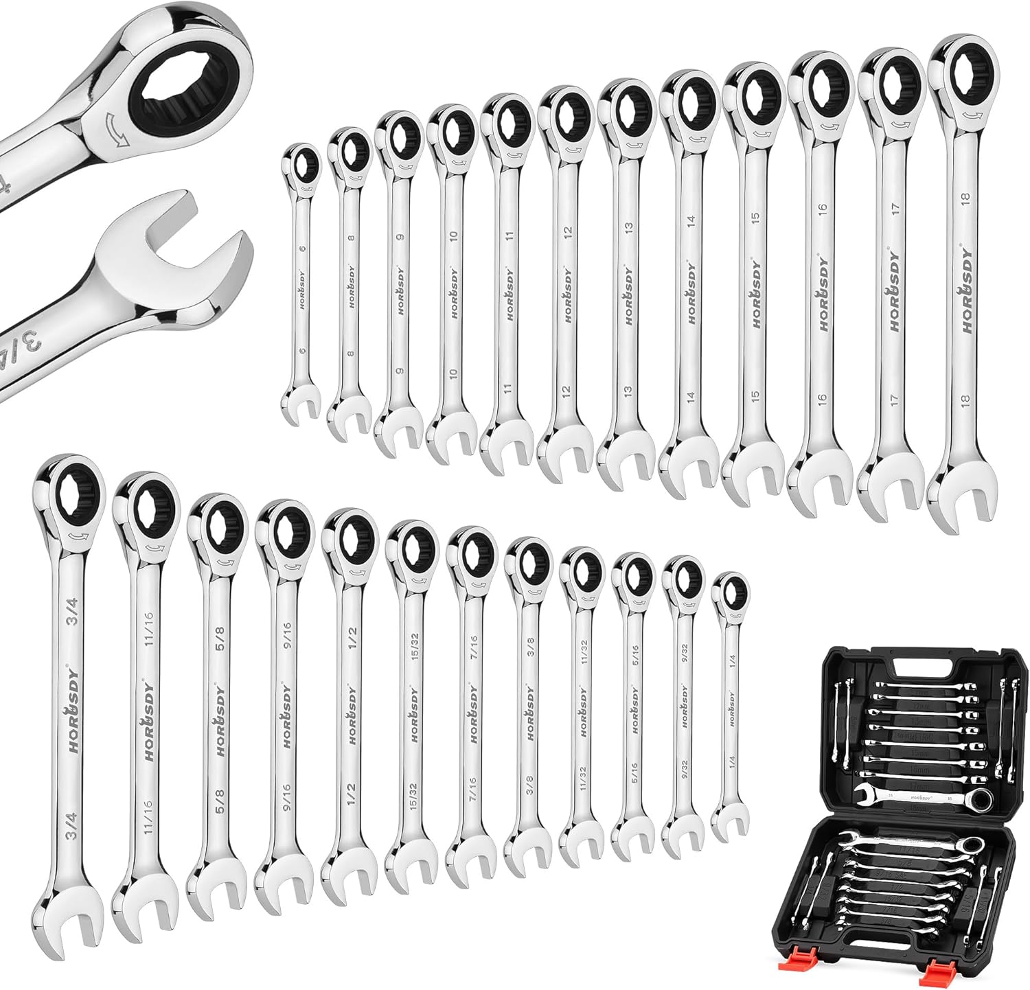 24-Piece Ratcheting Wrench Set for Ultimate Performance
